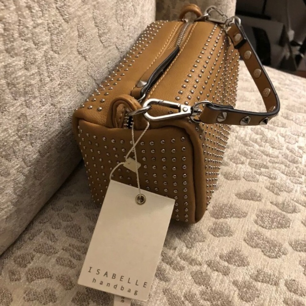 Isabelle Handbag Small Camel Leather Studded strap